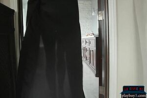 The tall black MILF model, Ana Foxxx, undresses and has a hot bath