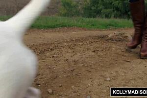 Kelly Madison here, oops, got my fingers all over outdoors, can't stop touching my big natural tits. Dang, this vibrator's wild!