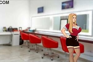 Big-boobed teen compares cock sizes in hentai game