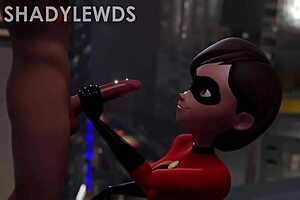 3D animated handjob with Helen Parr on the roof top