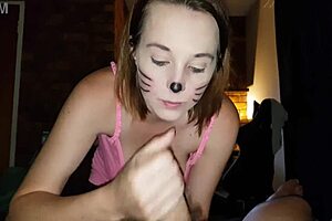 i give kitty her milk with a huge cum in mouth blowjob on the bed.