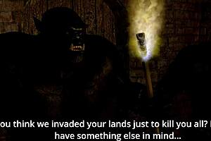 fallen princess says, 'bend over for my monster cock in this threesome'