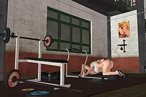 Cartoon porn with athletic theme features hardcore sex on exercise bike