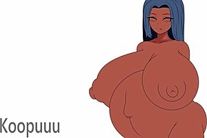 Intriguing speed painting of a pregnant woman with big tits