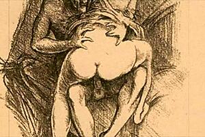 Vintage Erotic Illustration Showcasing Retro Anime Style and Antique Charm