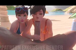 Overwatch hentai video with Mercy and Tracer