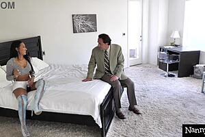 Boss Catches Nanny Amia Miley Rubbing Pussy Instead of Working on Duty