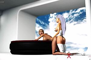 Futanari android's wild anal and deepthroat action in a hot sci-fi video