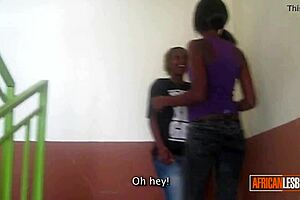 hey, these real lesbians in nairobi are muff diving and licking big tits