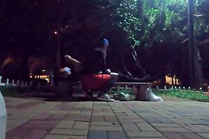 Public park stroll turns into steamy outdoor fun