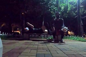 Public park stroll turns into steamy outdoor fun