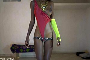 perfect ebony tits on skinny chocolate body
