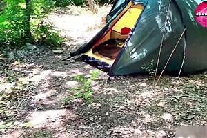 While camping, I spotted a girl engaging in solo masturbation.