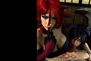 Uncensored hentai cosplay of Miss Fortune and Ahri from League of Legends