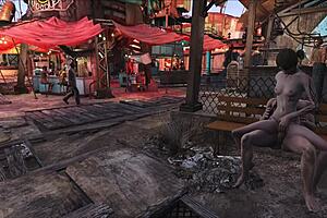 Fallout 4 Diamond City Public Fucking with Brunette in Outdoor Setting