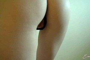 Sporty teen strips, bends over for doggystyle fucking, creampie inside.