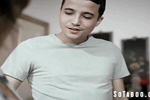 Heartless stepbrothers double penetrate helpless sick stepmom hard