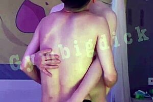 handsome asian twink licks big cock before assfucking in lingerie