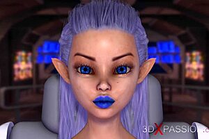 Sci-Fi Android Plays With Young Blonde In Earth Orbit