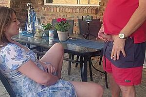 Caught My Friend's Wife Fingering on Patio, Joined Her for Mutual Masturbation in Wild Heat. It Got Steamy Fast!