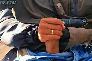 hotwife safada jerks off on road, nearly caught in public naughty group fun