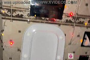 Feeling festive as teen in lingerie pisses in POV compilation