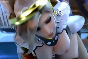 Overwatch mercy compilation in 3D hentai form