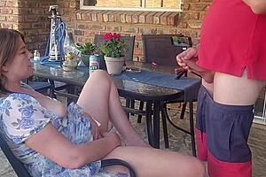Caught My Friend's Wife Fingering on Patio, Joined Her for Mutual Masturbation in Wild Heat. It Got Steamy Fast!