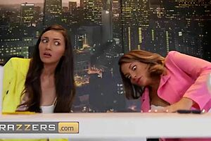 Kissa Sins And Bella Rolland Scissor Pussies On Desk!