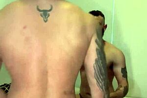 Intense anal pounding of hairy gay bottom in hardcore action