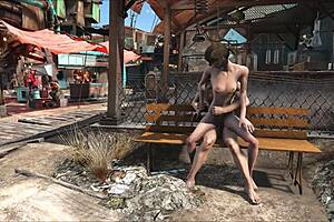 Fallout 4 Diamond City Public Fucking with Brunette in Outdoor Setting