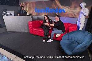 Sara blonde intensely fucks a fan's huge cock while her cuckold husband watches