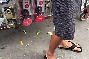 Flirting with Cell Seller Leads to Sucking Monster Cock