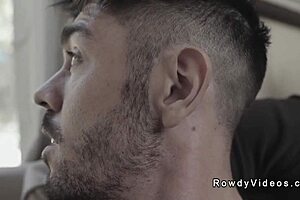 Black gay hunk anal fucks white roommate with big black cock bareback