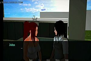 Hot anime game turns into a porn video with a hot redhead