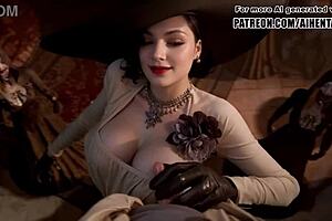 So, this Resident Evil Lady Dimitrescu cosplay in uncensored hentai AI just got wild jerking you off.