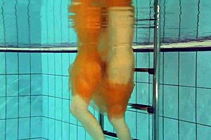 Nastya strips and shows body in pool