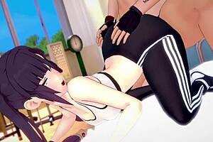 Mona in her new sporty outfit wants to have fun with a big cock