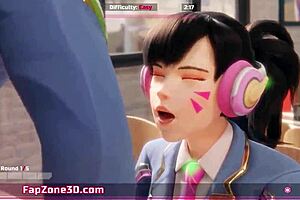 3D game with anime porn featuring deepthroat and creampie action