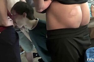 Bitch Settles Bills Due with Group Blowjob and Monster Cock Assfucking