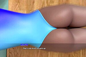 3D cartoon of Name88s’ triangle 13 with hot gym chick