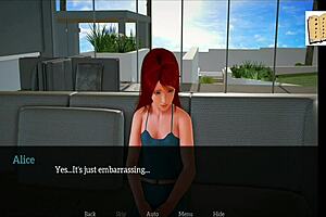 Hot anime game turns into a porn video with a hot redhead