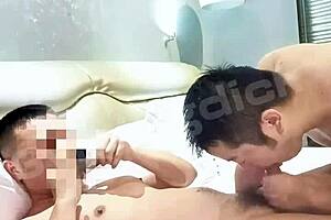 couple of gay asian amateurs fuck bareback in homemade scene