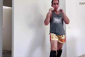 Step gay dad kickboxer turned on by 80s movies