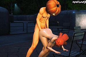 Nami endures intense destruction in this animated hentai scene