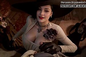 So, this Resident Evil Lady Dimitrescu cosplay in uncensored hentai AI just got wild jerking you off.