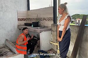 Young wife rides and gets fucked by her boss's son