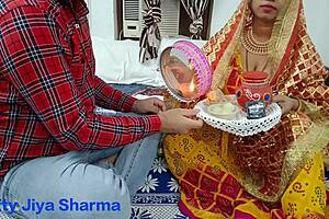 after breaking fast on karva chauth, husband and wife have chudai 🔥