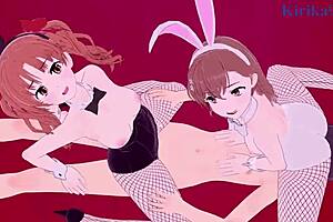 Mikoto Misaka And Kuroko Shirai Bunny Girl Intense 3P Sex - A Certain Scientific Railgun Hentai