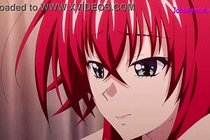 Redhead Rias from High School DXD in an uncensored parody hentai